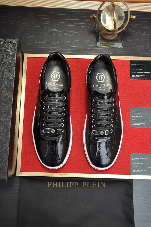 Philipp Plein Croc-Embossed Chaussures Lifestyle Noir et Blanc 9