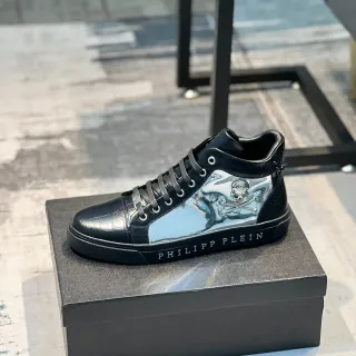 Philipp Plein High-Top Sneaker Black Silver Crocodile-Embossed Leather Lifestyle Sneakers