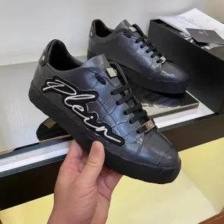 Philipp Plein Plein Logo Croc-Embossed Black जीवन शैली स्नीकर