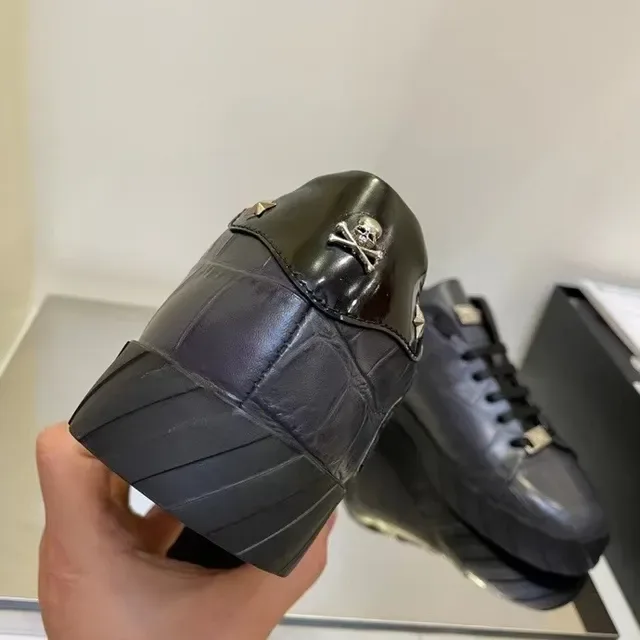 Philipp Plein Plein Logo Croc-Embossed Black sneakers lifestyle 3