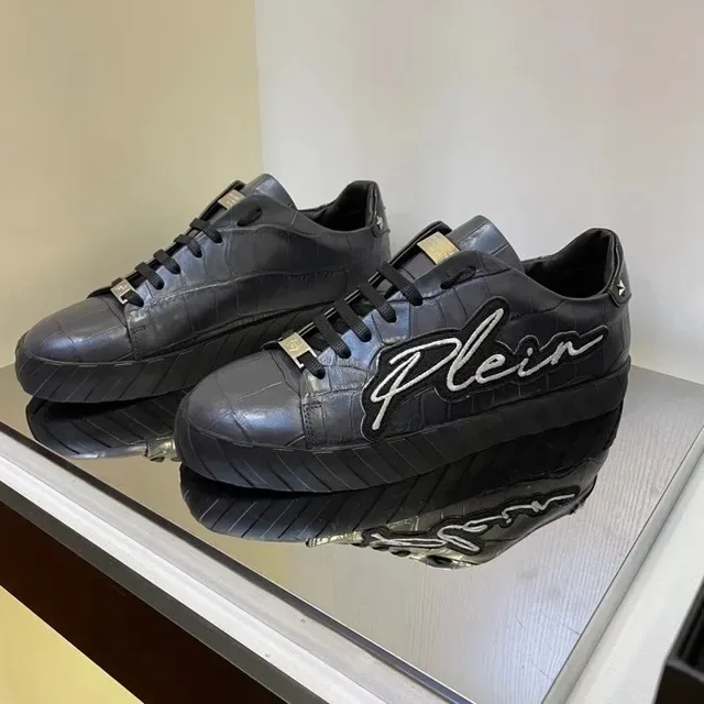 Philipp Plein Plein Logo Croc-Embossed Black sneakers lifestyle 8