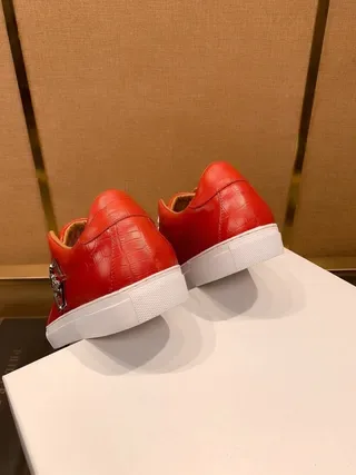 Philipp Plein Chaussures Lifestyle en Cuir Rouge avec Emblème de Crâne 5