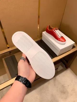 Philipp Plein Chaussures Lifestyle en Cuir Rouge avec Emblème de Crâne 7