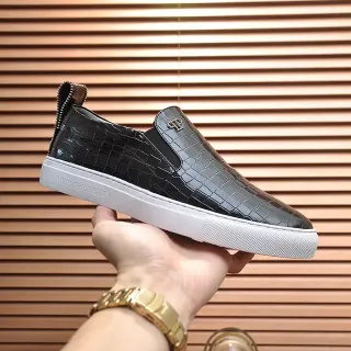 Philipp Plein Slip-On Croc-Embossed Black and White Lifestyle Sneakers