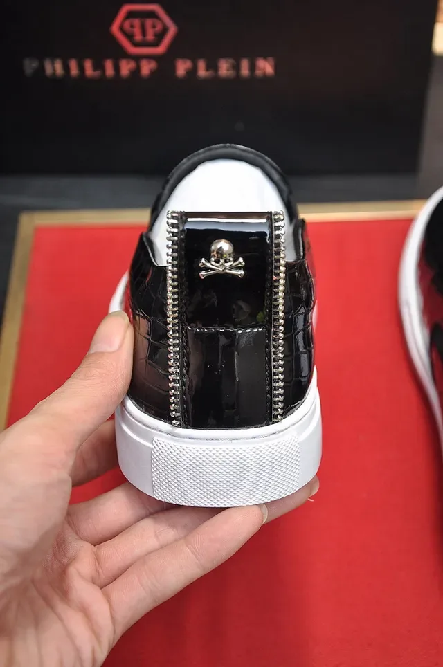 Philipp Plein Slip-On Croc-Embossed Black and White Lifestyle Sneakers 2