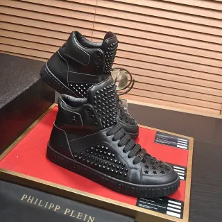 Philipp Plein Stud-Embellished High-Top Black Lifestyle Sneakers