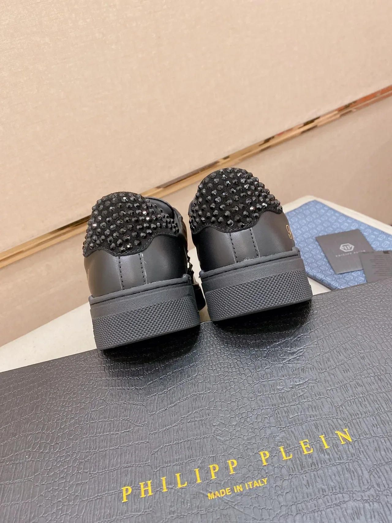 Philipp Plein حزام مدبب أسود أحذية رياضية أسلوب حياة 3