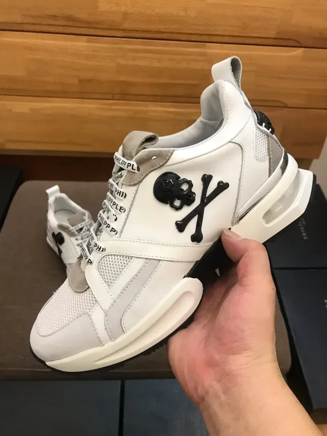 Philipp Plein Blanc et Beige Chaussures Lifestyle Lacées Marque 2