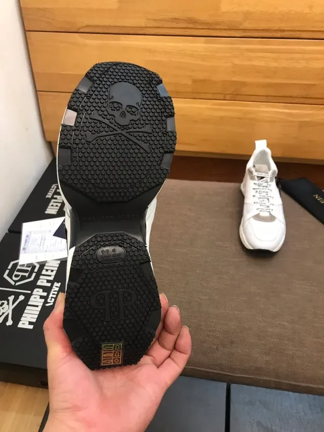Philipp Plein Blanc et Beige Chaussures Lifestyle Lacées Marque 3