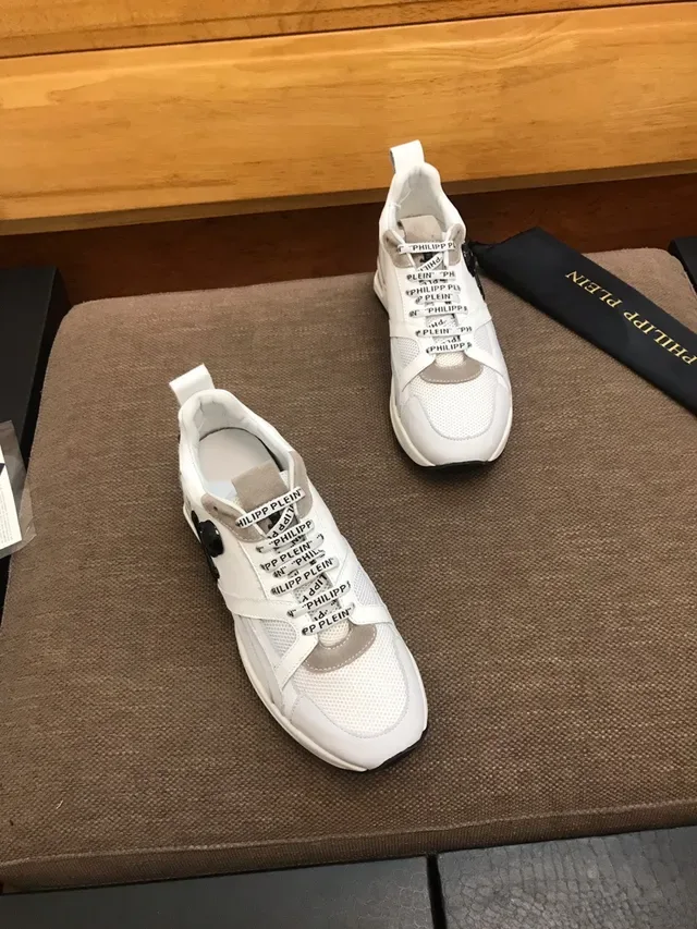 Philipp Plein Blanc et Beige Chaussures Lifestyle Lacées Marque 4