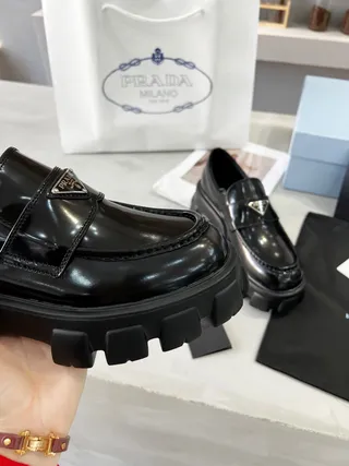 Prada Black Patent Leather Chunky Lug Sole Loafer 5