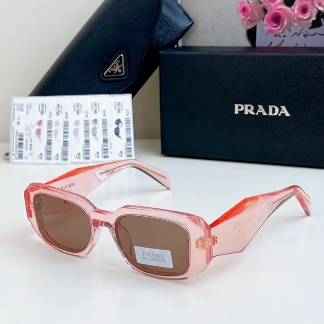 Prada Black Silver Angular Frame Narrow Oval Lenses Sunglasses 2