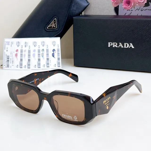 Prada Black Silver Angular Frame Narrow Oval Lenses Sunglasses 4