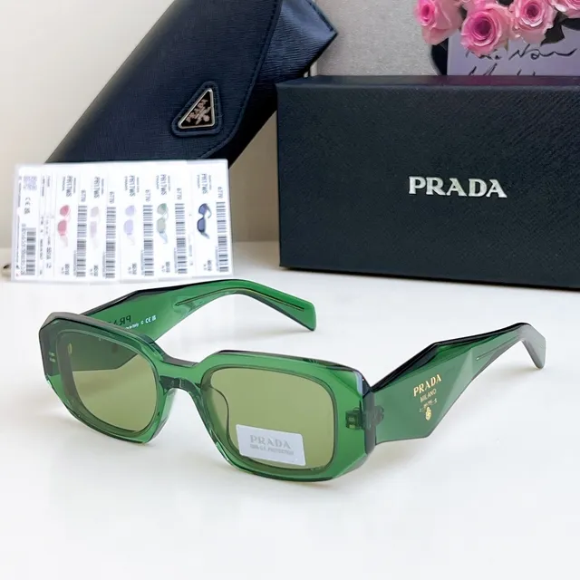 Prada Black Silver Angular Frame Narrow Oval Lenses Sunglasses 6