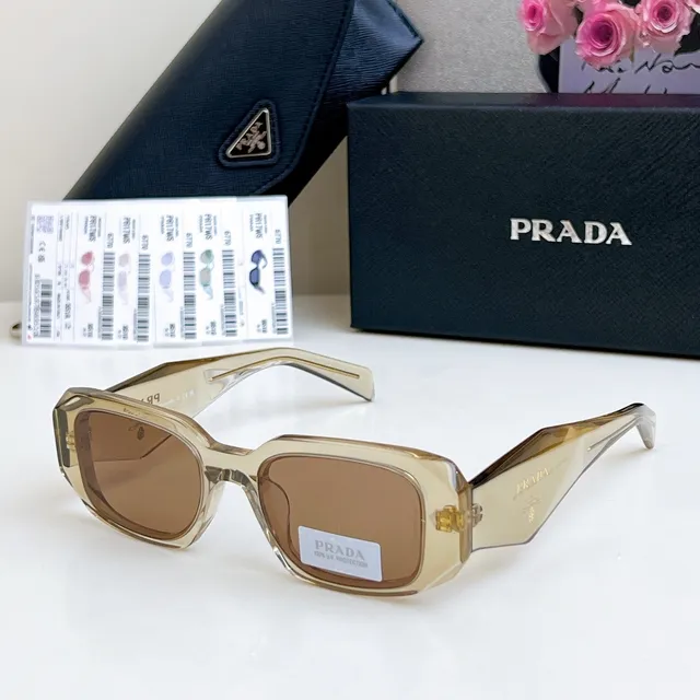 Prada Black Silver Angular Frame Narrow Oval Lenses Sunglasses 8