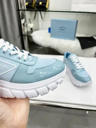 Prada Blue White Patent Leather Upper Chunky Ridged Sole Lifestyle Sneakers 6