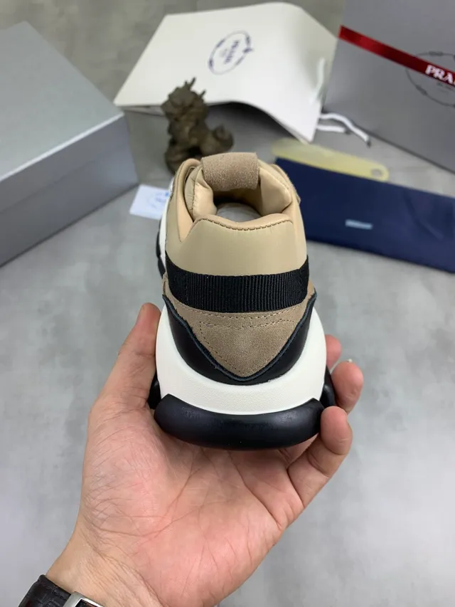 Prada Cloudbust Beige Suede and Mesh Lifestyle Sneakers 3