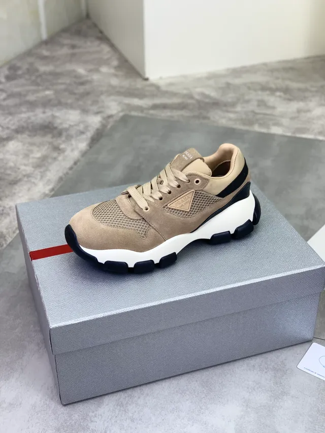 Prada Cloudbust Beige Suede and Mesh Lifestyle Sneakers 4