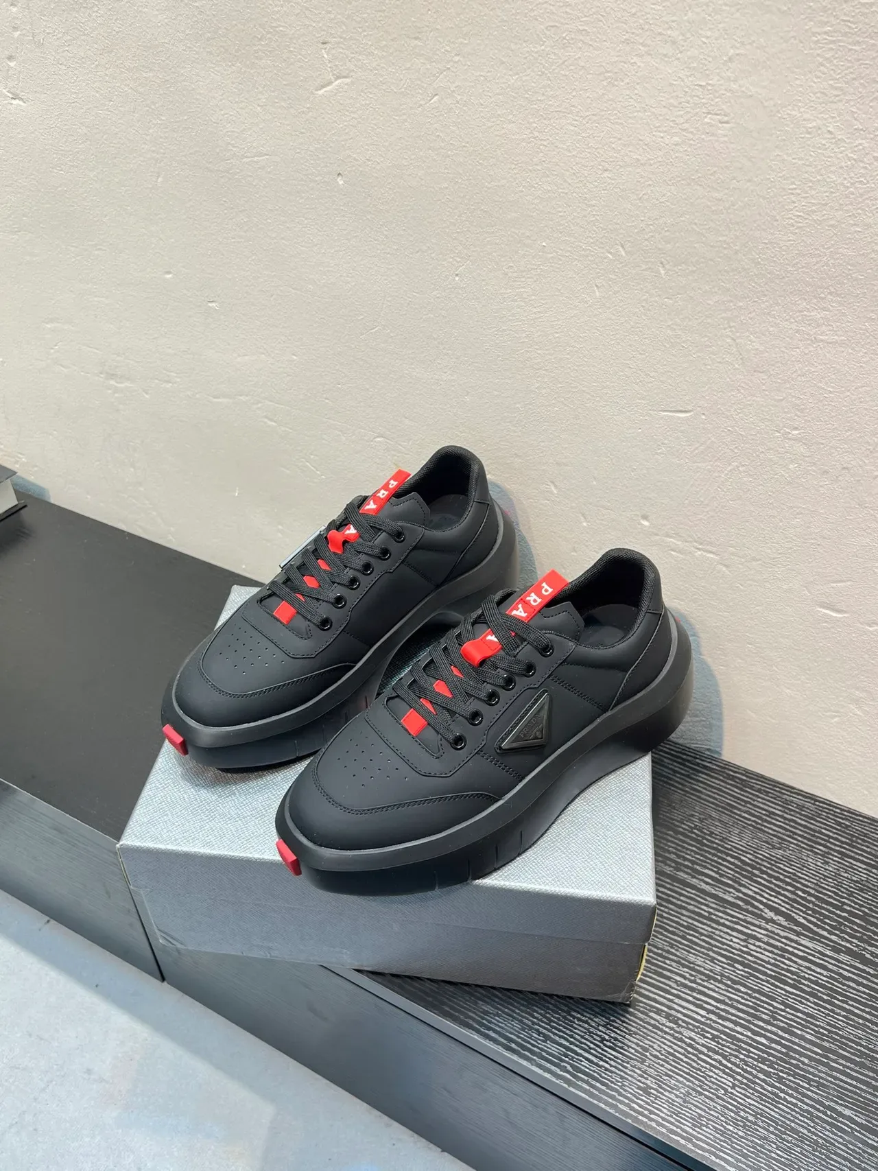Prada Cloudbust Black and Red Lifestyle Sneakers 3