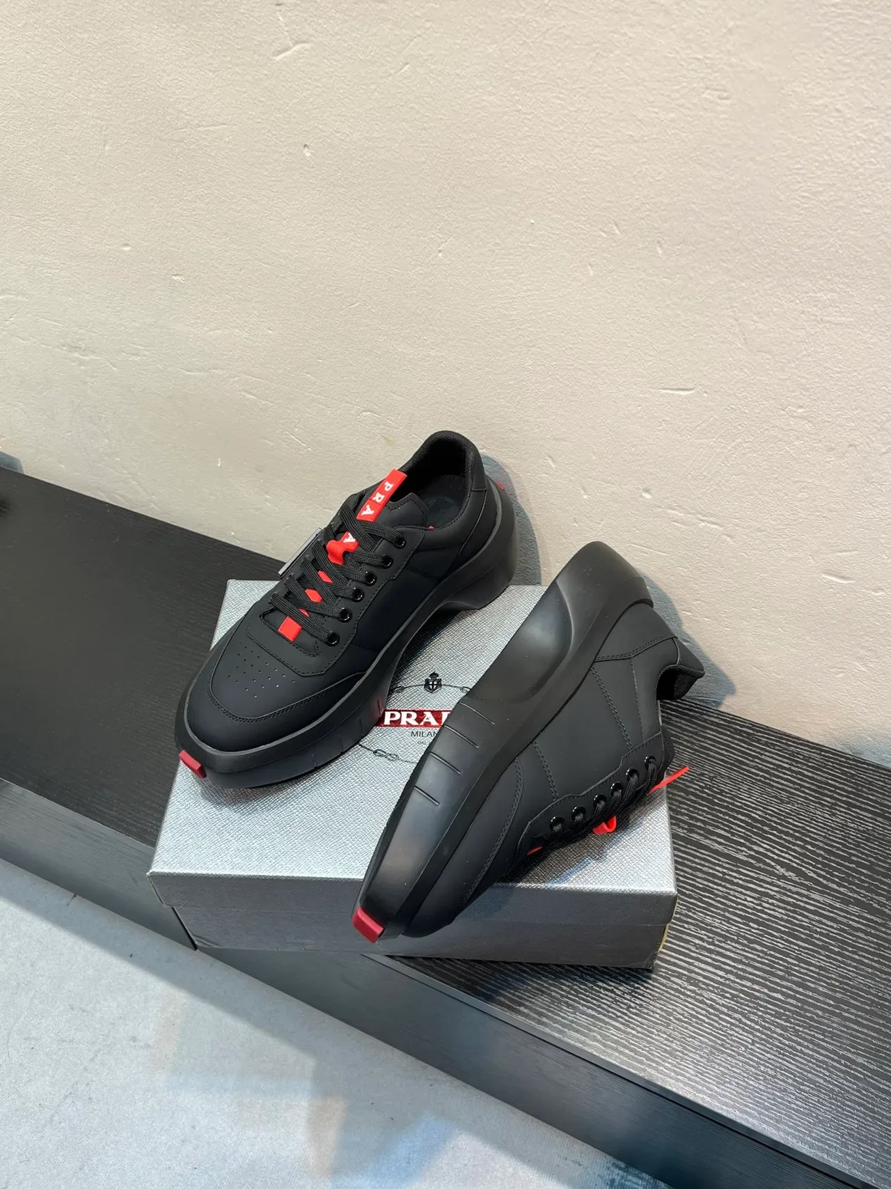 Prada Cloudbust Black and Red Lifestyle Sneakers 4