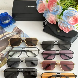 Prada Cloudbust Black Gold Shield-Style Aviator Double Bridge Sunglasses
