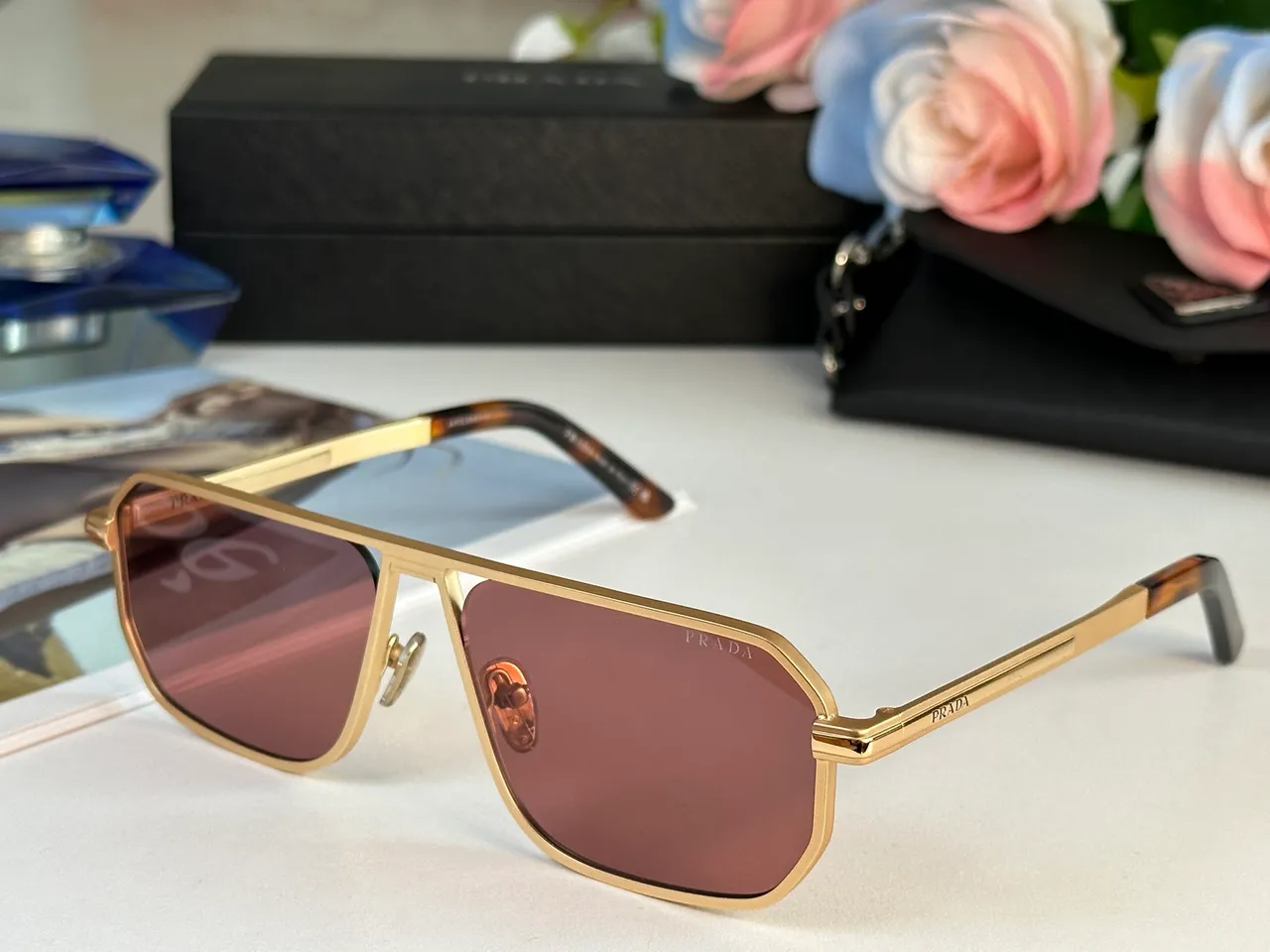 Prada Cloudbust Black Gold Shield-Style Aviator Double Bridge Sunglasses 6