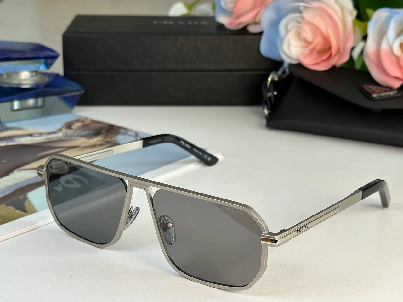 Prada Cloudbust Black Gold Shield-Style Aviator Double Bridge Sunglasses 7