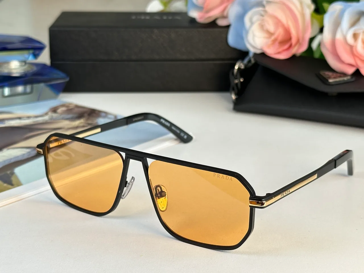 Prada Cloudbust Black Gold Shield-Style Aviator Double Bridge Sunglasses 8