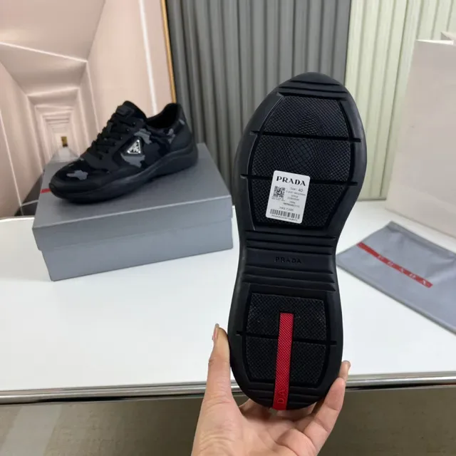 Prada Cloudbust Black Gray Camo Mesh Triangular Metal Logo Lifestyle Sneakers 2