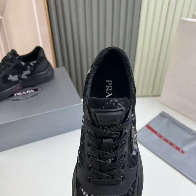 Prada Cloudbust Black Gray Camo Mesh Triangular Metal Logo Lifestyle Sneakers 3