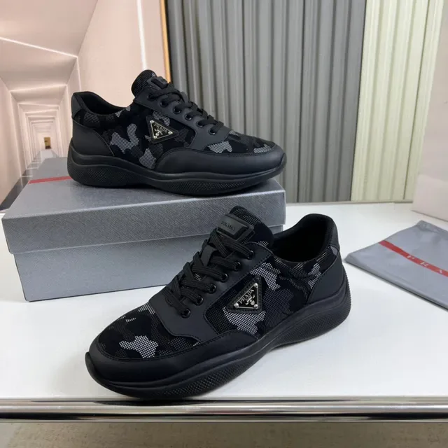 Prada Cloudbust Black Gray Camo Mesh Triangular Metal Logo Lifestyle Sneakers 7