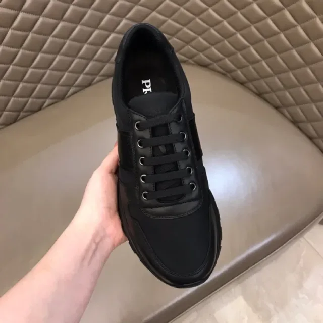 Prada Cloudbust Black Leather Upper Embossed Side Stripe Lifestyle Sneakers 4