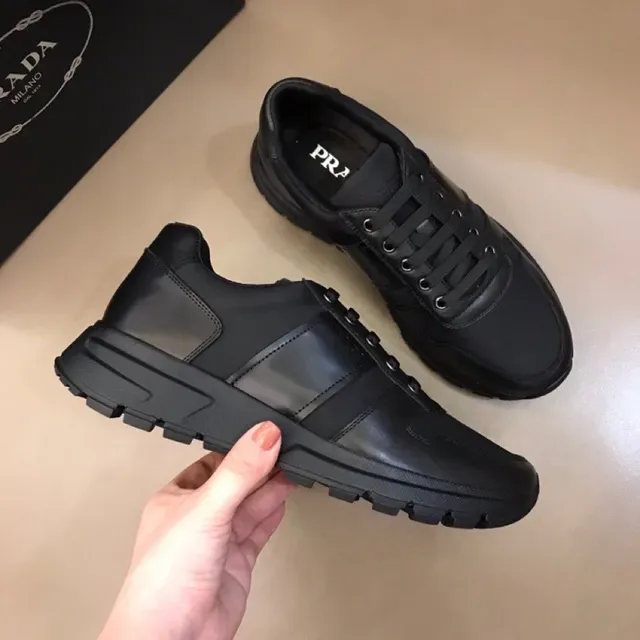 Prada Cloudbust Black Leather Upper Embossed Side Stripe Lifestyle Sneakers 6