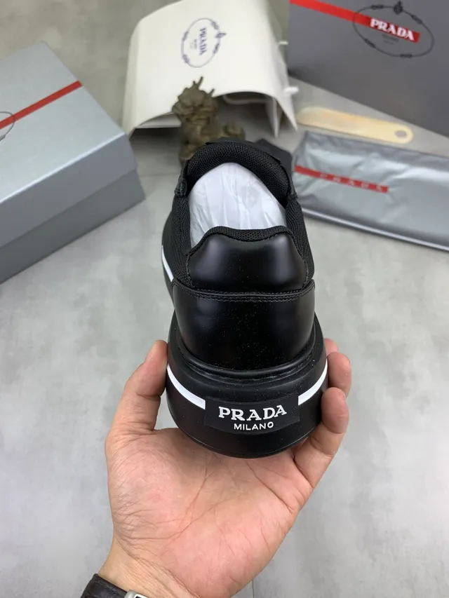 Prada Cloudbust Black Mesh and Leather Platform Lifestyle Sneakers 3