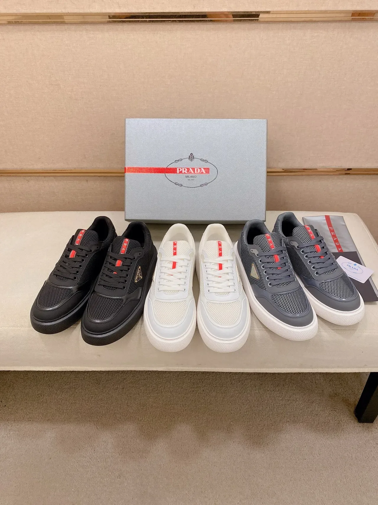 Prada Cloudbust Black Mesh and Synthetic Lifestyle Sneakers 2