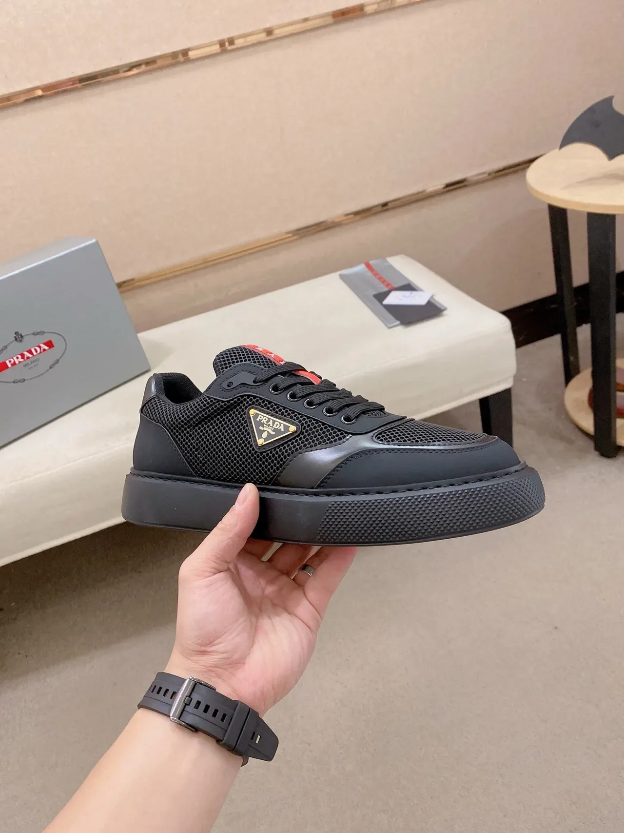 Prada Cloudbust Black Mesh and Synthetic Lifestyle Sneakers 6