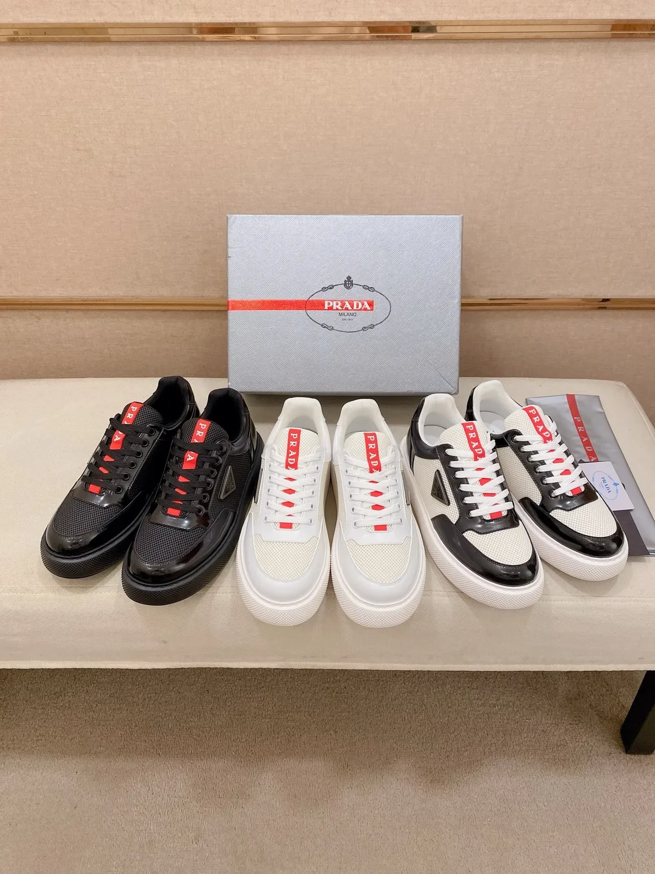 Prada Cloudbust Black Patent and Mesh Lifestyle Sneakers 2