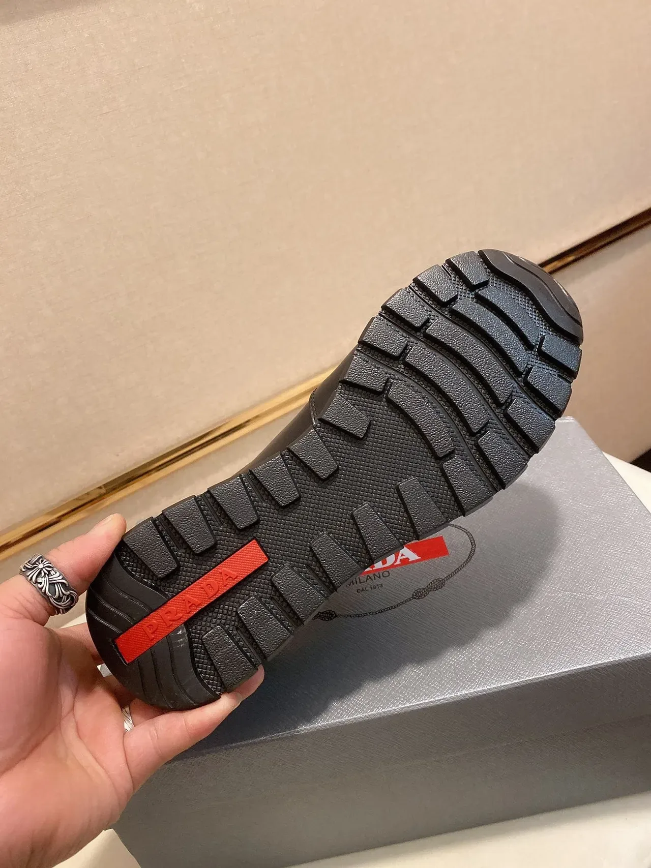 Prada Cloudbust Black Red Leather Upper Low-Top Lifestyle Sneakers 2