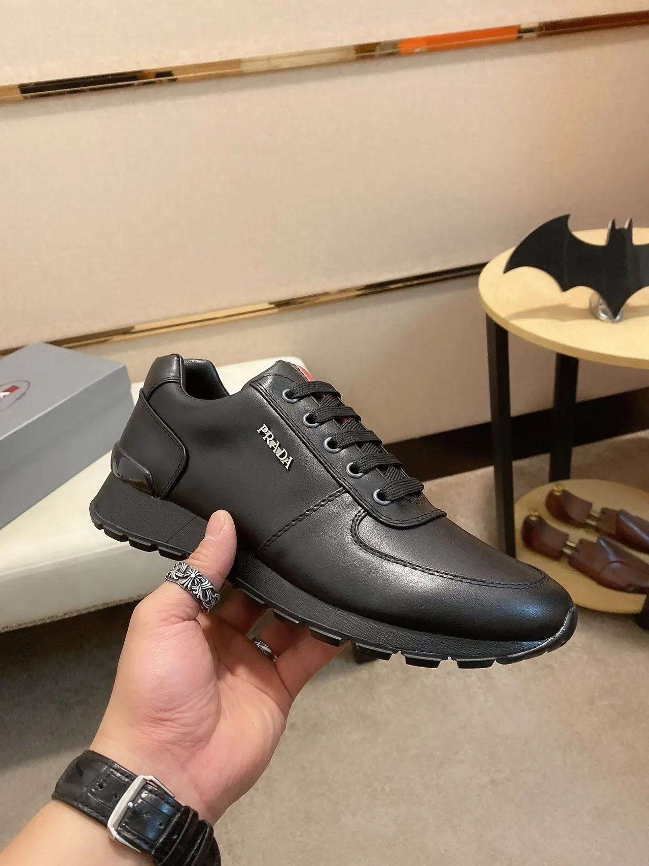 Prada Cloudbust Black Red Leather Upper Low-Top Lifestyle Sneakers 7
