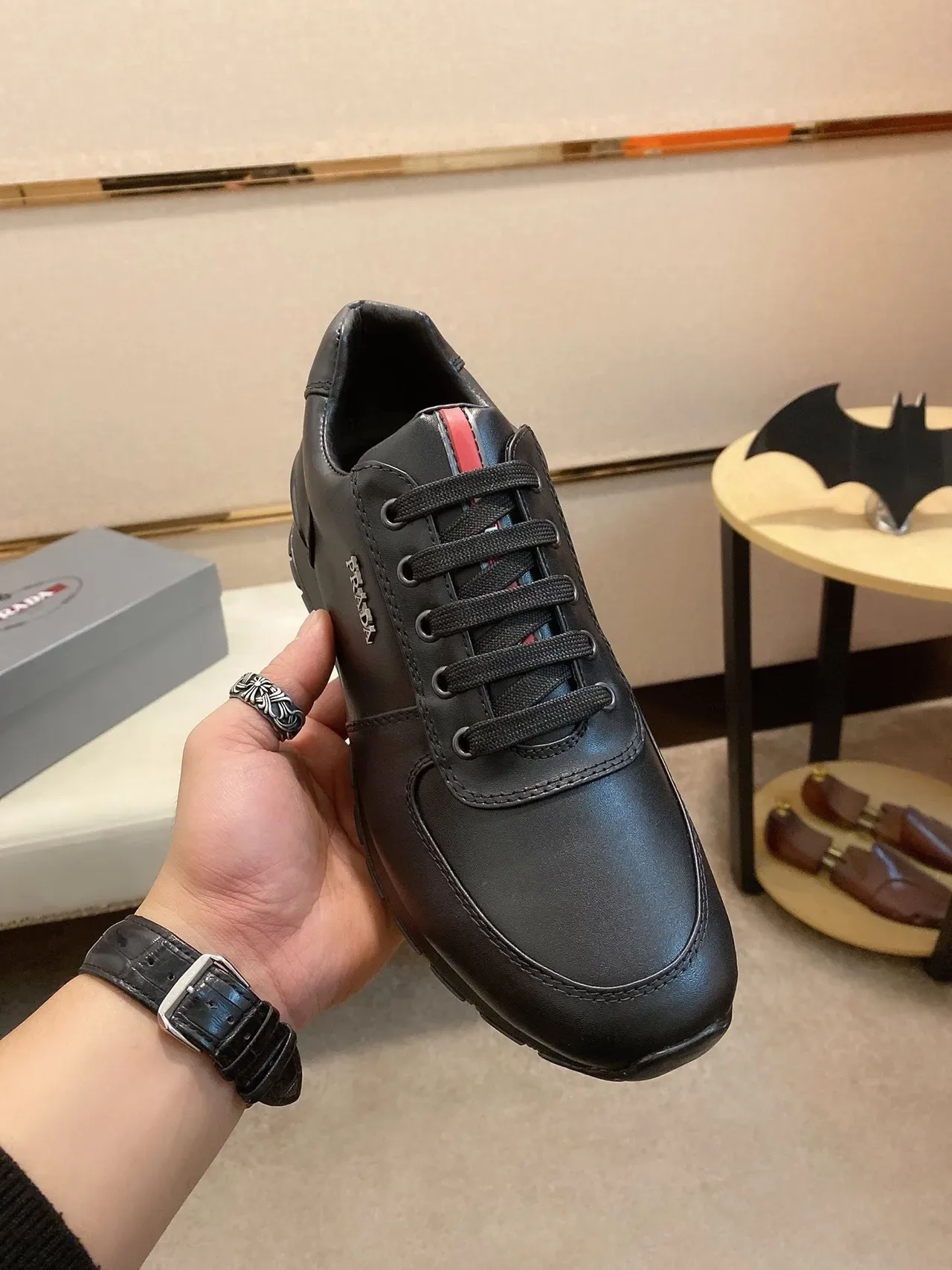 Prada Cloudbust Black Red Leather Upper Low-Top Lifestyle Sneakers 9
