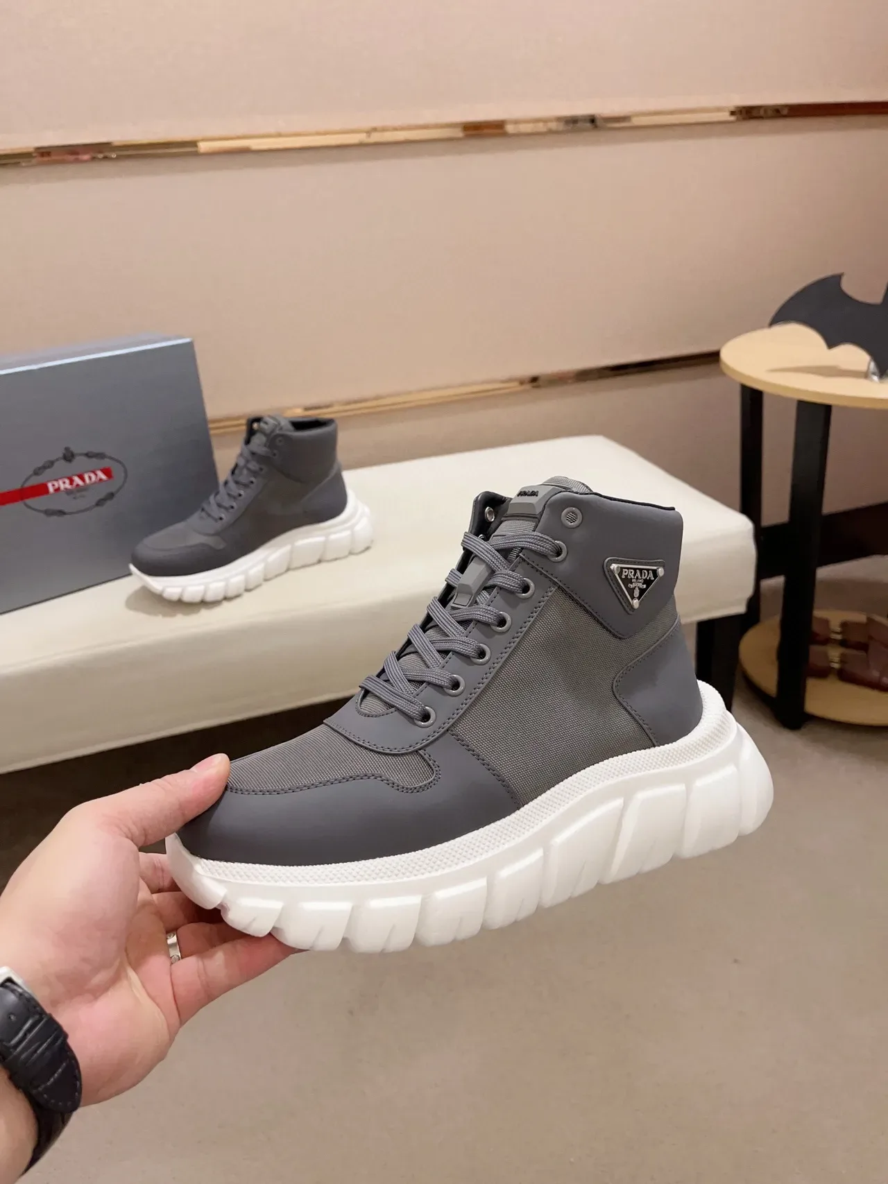 Prada Cloudbust Gray and White Lifestyle Sneakers 8