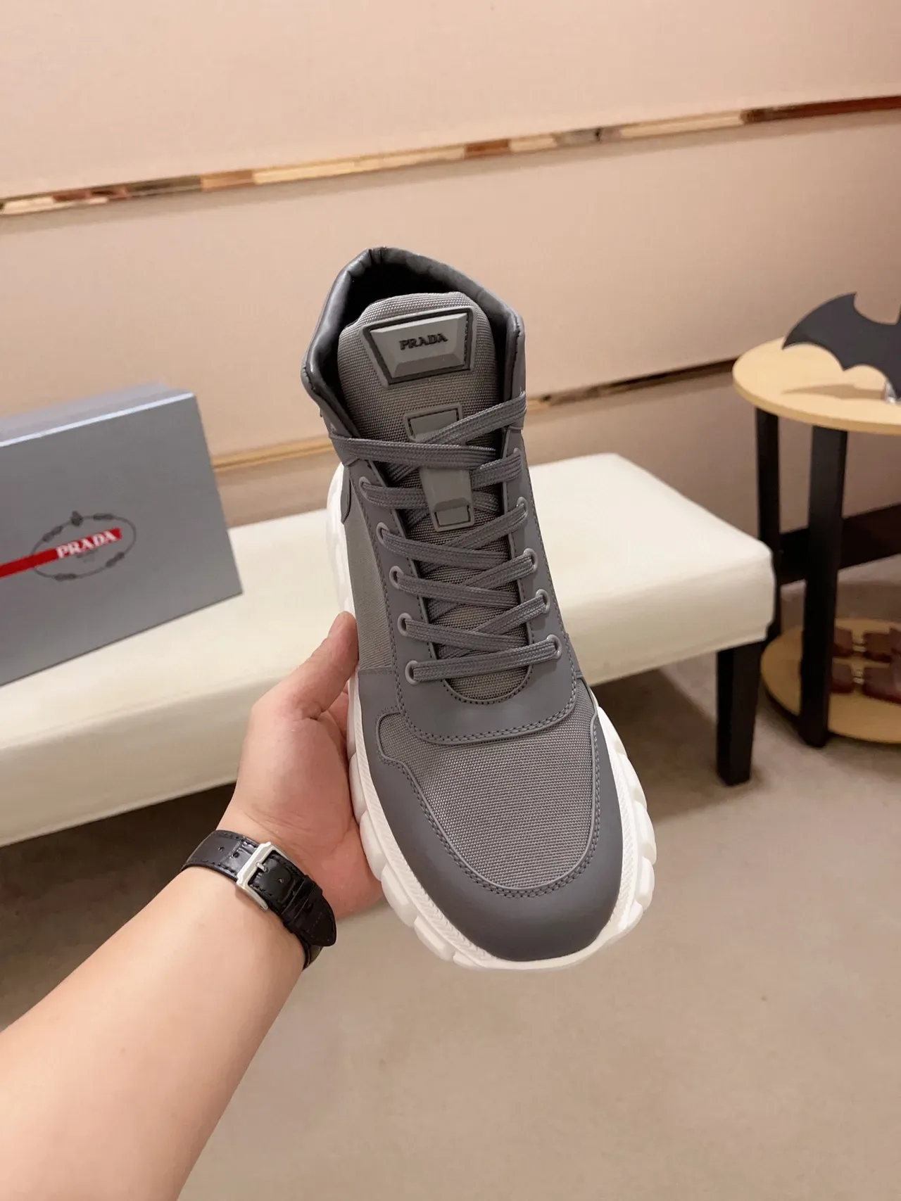 Prada Cloudbust Gray and White Lifestyle Sneakers 9