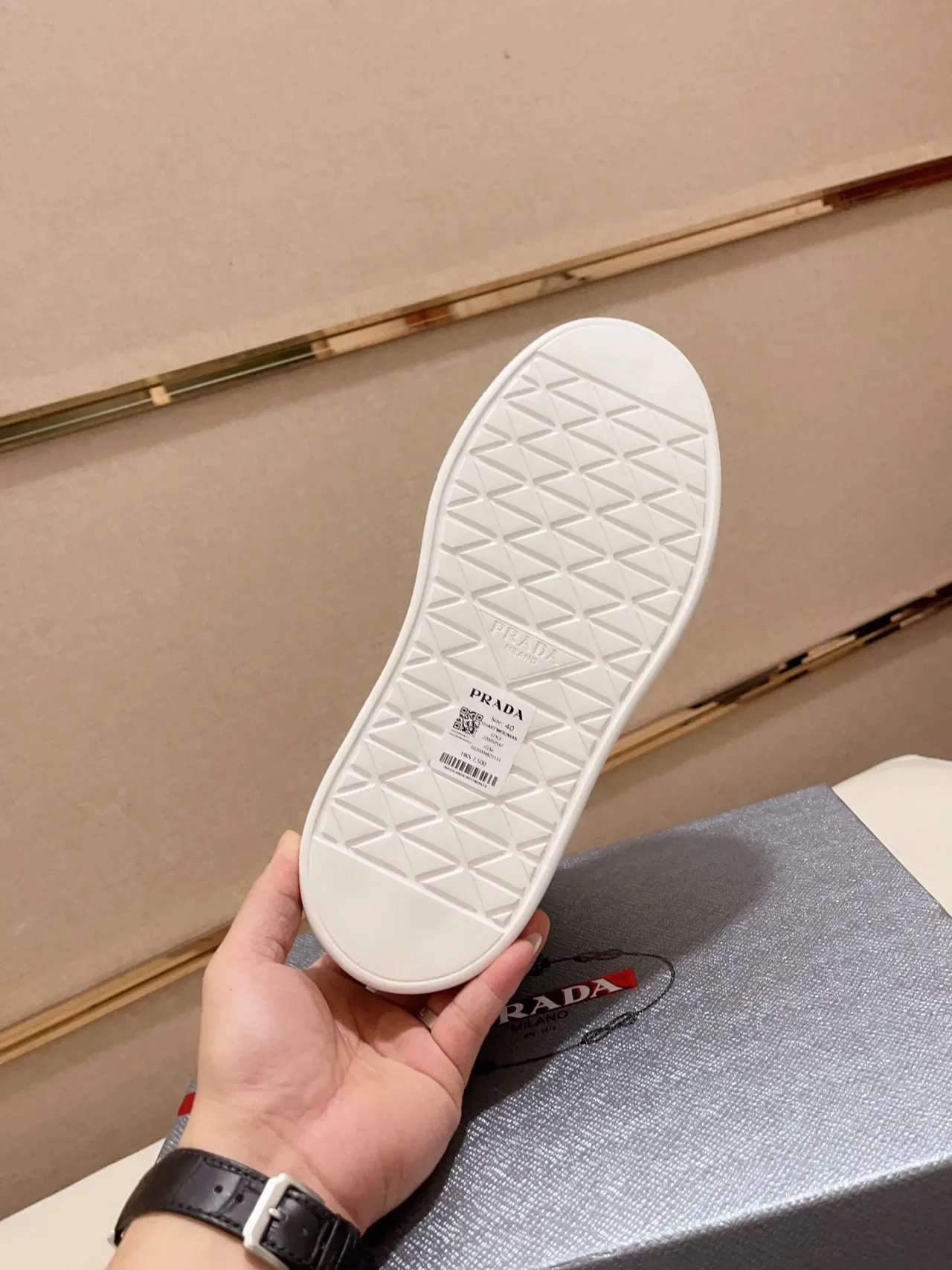 Prada Cloudbust Gray Leather-Textile Platform Lifestyle Sneakers 2