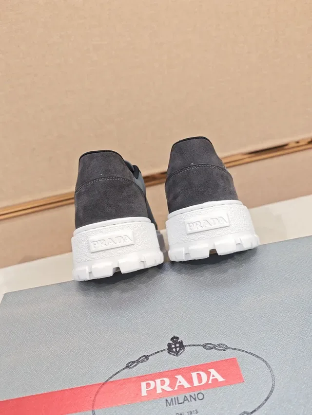 Prada Cloudbust Gray Suede and Textile Chunky Sneakers 3