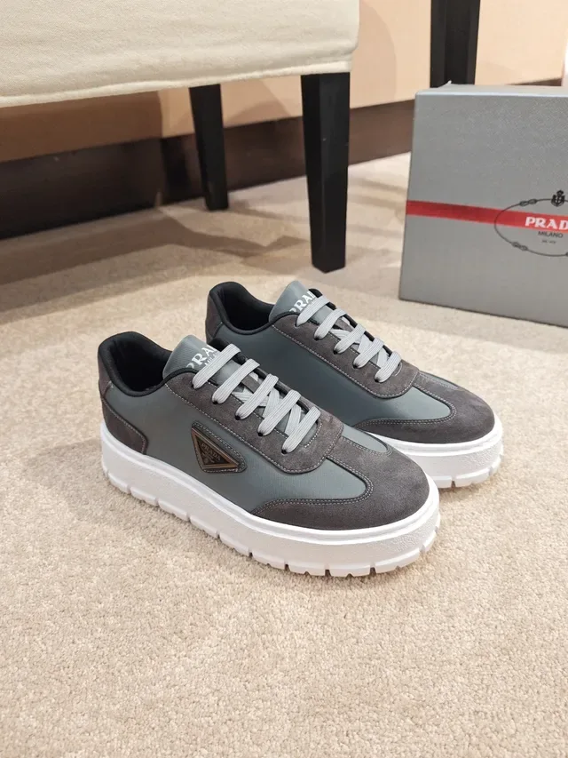 Prada Cloudbust Gray Suede and Textile Chunky Sneakers 4