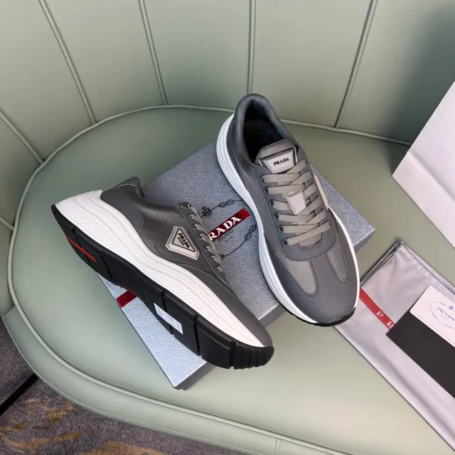 Prada Cloudbust Gray White Chunky Platform Sole Mixed-Material Upper Lifestyle Sneakers 7
