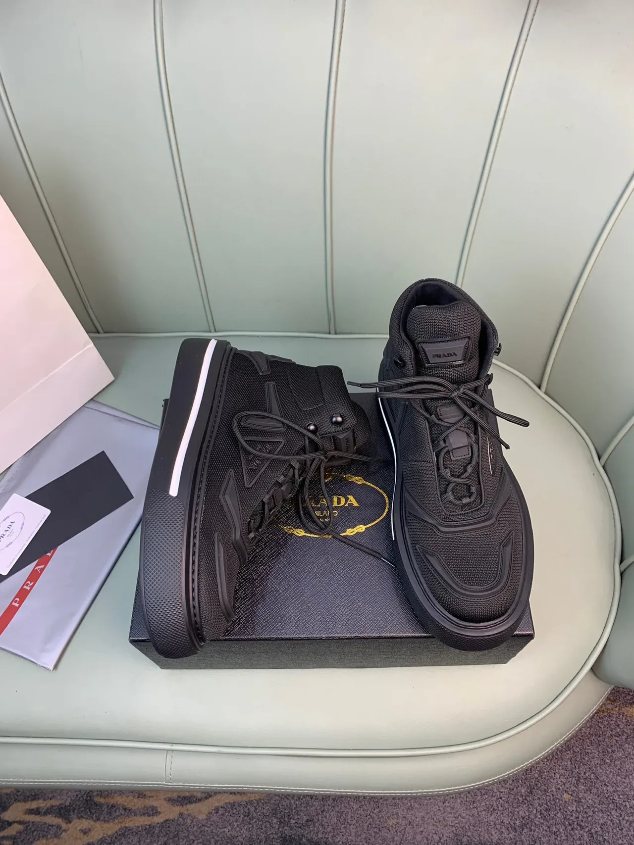 Prada Cloudbust High-Top Black Lifestyle Sneakers 5