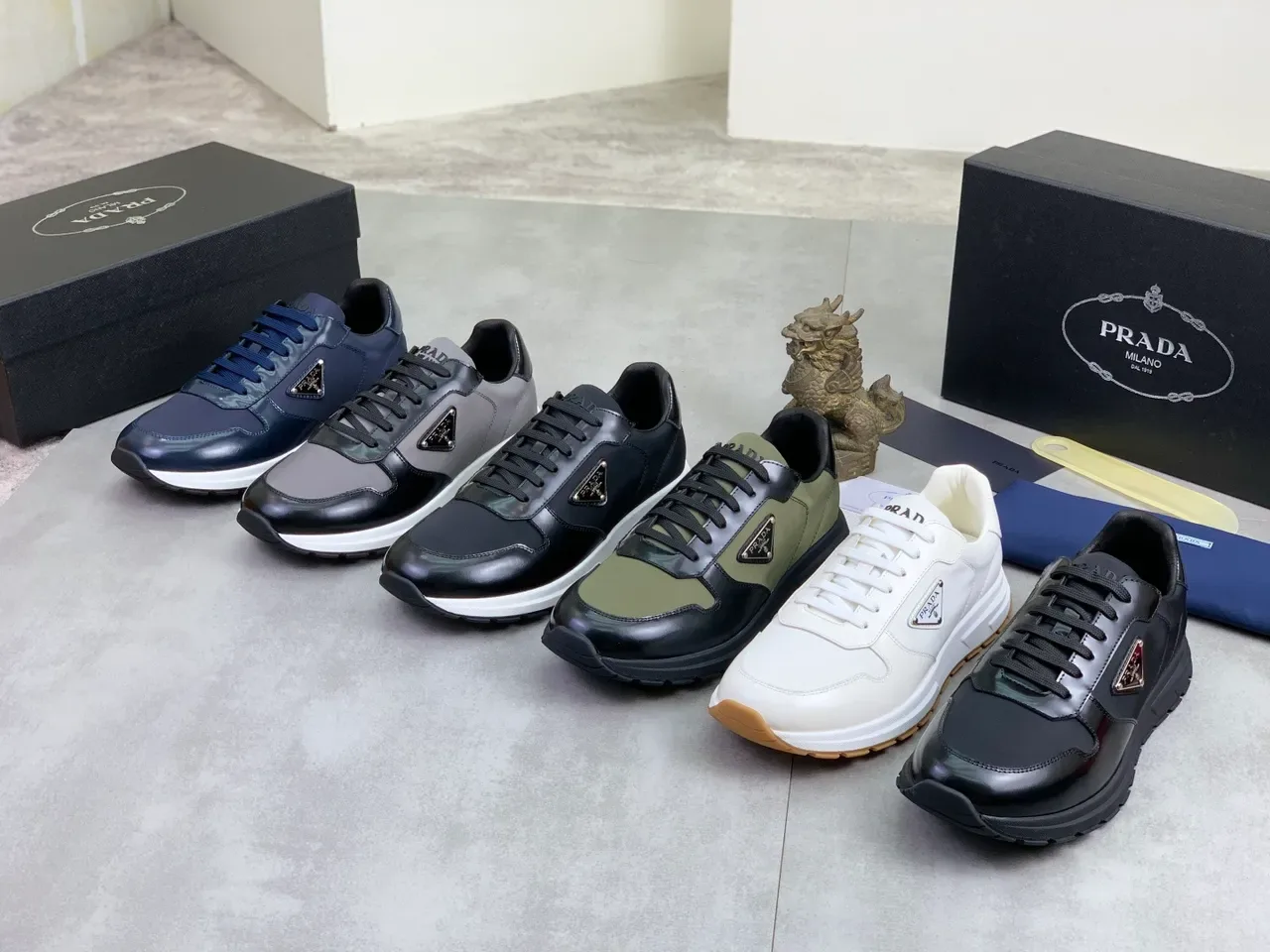 Prada Cloudbust Navy Blue Patent and Nylon Lifestyle Sneakers 2