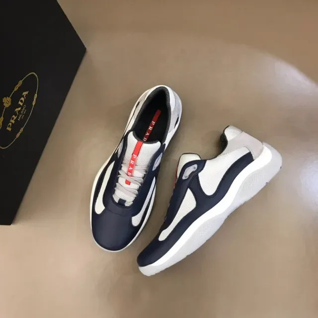 Prada Cloudbust Navy White Slip-On Construction Asymmetrical Color Blocking Lifestyle Sneakers 2