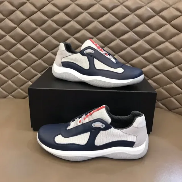 Prada Cloudbust Navy White Slip-On Construction Asymmetrical Color Blocking Lifestyle Sneakers 3